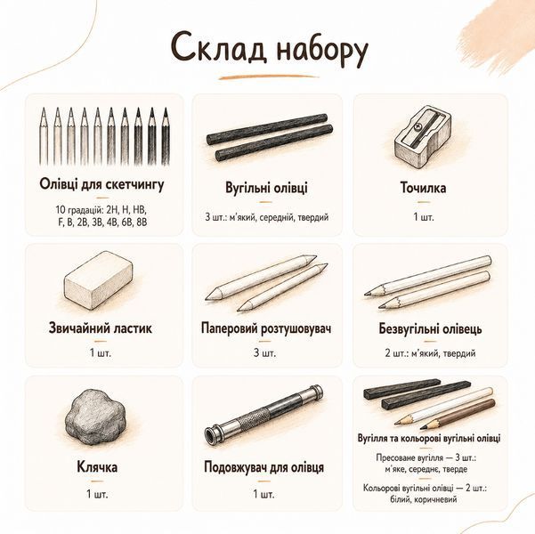 Набір олівців для графіки 27 предм. Giorgione - у металевому пеналі для графіки, рисунку та ескізу id_171 фото